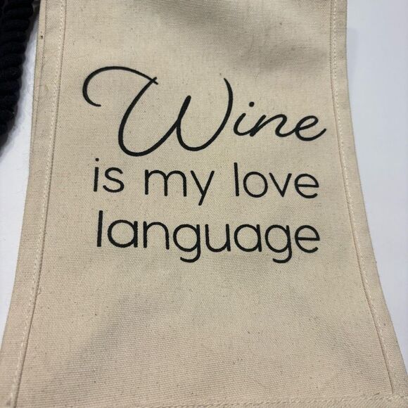 Cocopop Wine is My Love Language Canvas Wine Bag with Tassel and Rope Handles - Picture 2 of 3